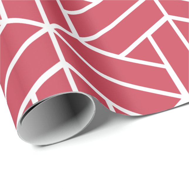 Papel De Presente Padrão geométrico com hexágonos vermelhos (Ponta do rolo)
