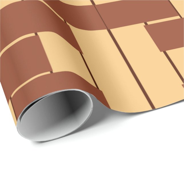 Papel De Presente Padrão geométrico com marrom alternado  (Ponta do rolo)
