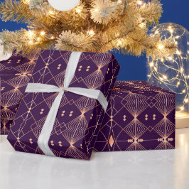 Papel De Presente Padrão geométrico contínuo com linhas de pêssego 