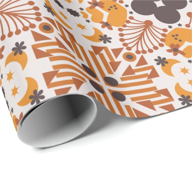 Papel De Presente Padrão geométrico contínuo com motivo de caranguej (Ponta do rolo)