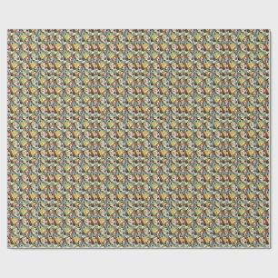 Papel De Presente Padrão Geométrico de Arte Pop Retro no Estilo de Q