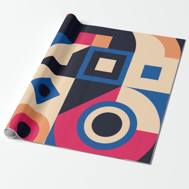 Papel De Presente padrão geométrico de círculo colorido (Desenrolado)