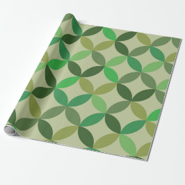 Papel De Presente Padrão Geométrico de Círculos Verdes Modernos de M