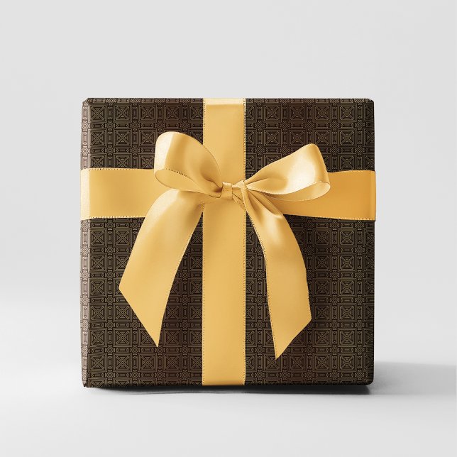 Papel De Presente Padrão Geométrico de Deco | Dourado negro (Criador carregado)