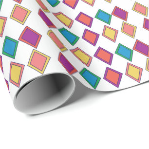 Papel De Presente Padrão Geométrico de Diamante Colorido