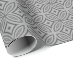 Papel De Presente Padrão geométrico de flor abstrata cinza de duas t