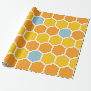 Papel De Presente Padrão Geométrico de Honeycomb