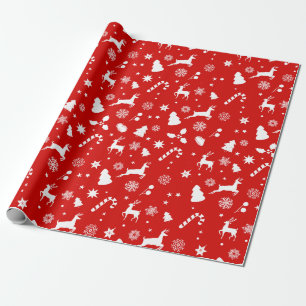Papel De Presente Padrão Geométrico de inverno Festivo do Natal Verm