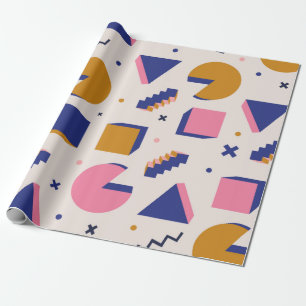 Papel De Presente Padrão geométrico de memphis dos 90s Trendy. Vin