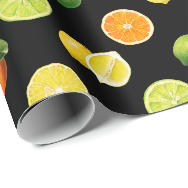 Papel De Presente Padrão Geométrico de Refrescamento de Frutas Citri (Ponta do rolo)