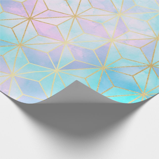 Papel De Presente Padrão Geométrico de Vidro Iridescente (Ponta)