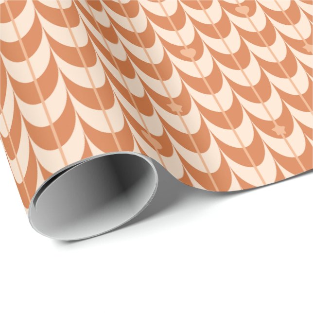 Papel De Presente Padrão Geométrico de Vieira Retrô (Ponta do rolo)