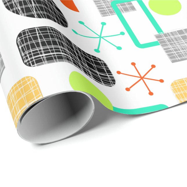 Papel De Presente Padrão Geométrico do Meio século Moderno (Ponta do rolo)