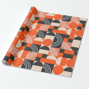 Papel De Presente Padrão geométrico em blocos de cores brilhantes.
