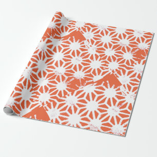 Papel De Presente Padrão geométrico em laranja e branco