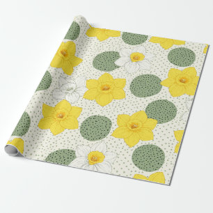 Papel De Presente Padrão Geométrico Floral de Narciso Botânico (1)