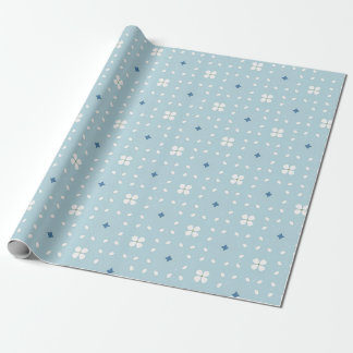 Papel De Presente Padrão Geométrico Floral Mínimo Azul
