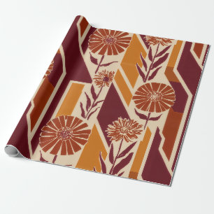 Papel De Presente Padrão Geométrico Floral Outonal Rústico (9)