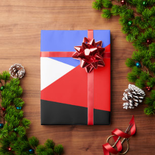 Papel De Presente Padrão Geométrico Harlequim Moderno Vermelho Azul