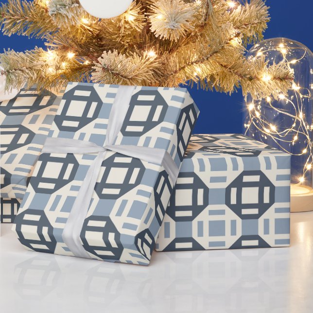Papel De Presente Padrão Geométrico Inspirado em Colchas Modernas (Feriados)