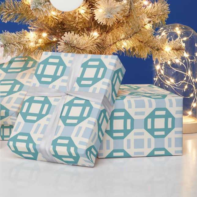 Papel De Presente Padrão Geométrico Inspirado em Colchas Modernas (Feriados)