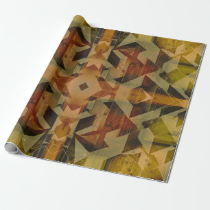 Papel De Presente Padrão geométrico marrom abstrato