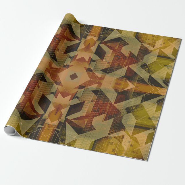 Papel De Presente Padrão geométrico marrom abstrato (Desenrolado)