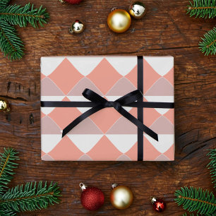Papel De Presente Padrão Geométrico Minimalista de Pêssego