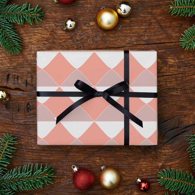 Papel De Presente Padrão Geométrico Minimalista de Pêssego (Criador carregado)