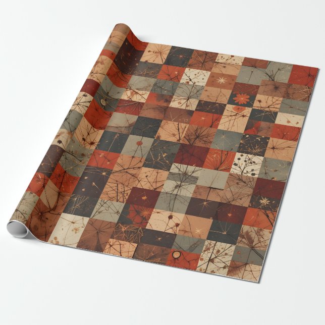 Papel De Presente Padrão Geométrico Moderno de Natal Grid Seamless (Desenrolado)