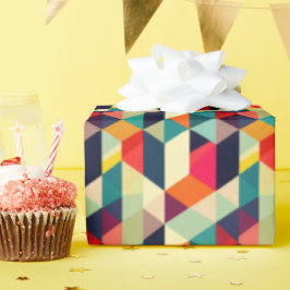 Papel De Presente Padrão Geométrico Moderno do Meio século 3D Colori