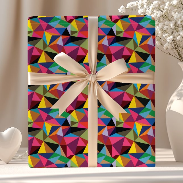 Papel De Presente Padrão Geométrico Multicolorido (Criador carregado)