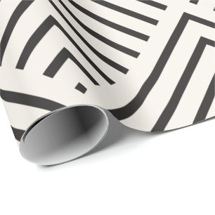 Papel De Presente Padrão geométrico preto e branco com sobreposição