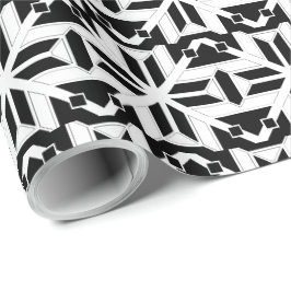 Papel De Presente Padrão Geométrico Preto e Branco Elegante
