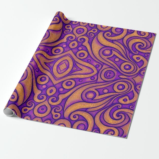 Papel De Presente Padrão Geométrico Roxo Abstrato (Desenrolado)