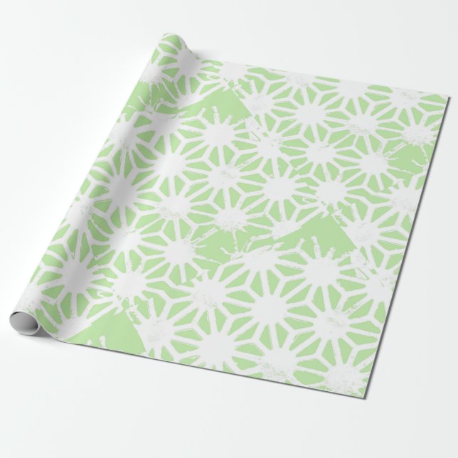 Papel De Presente Padrão geométrico verde da maçã (Desenrolado)