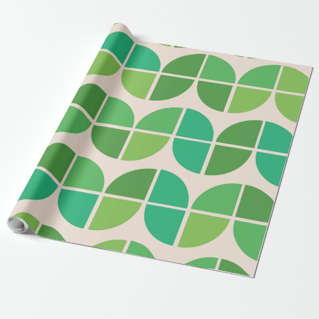 Papel De Presente Padrão geométrico verde moderno de meados do sécul (Desenrolado)