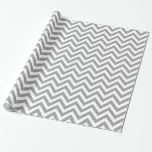Papel De Presente Padrão Grande Chevron ZigZag de Cinza Escura