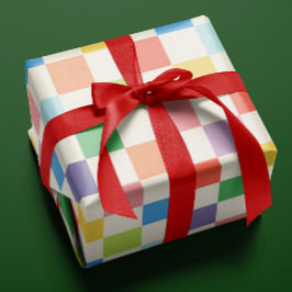 Papel De Presente Padrão Grande Colorido do Quadro de Verificação do