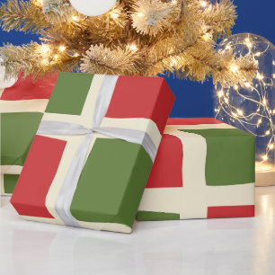 Papel De Presente Padrão Grande de Verificação de Natal Moderno com