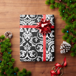 Papel De Presente Padrão Grande Preto e Branco em Xadrez Impresso