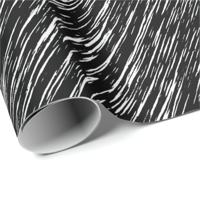 Papel De Presente Padrão Grunge Preto e Branco (Ponta do rolo)
