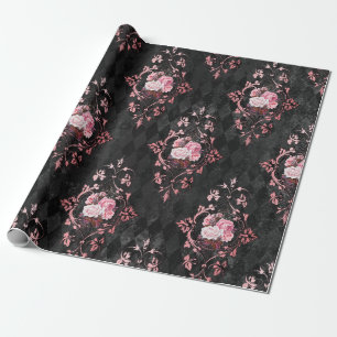 Papel De Presente Padrão Harlequim de Rosa Vintage Ornamentado