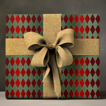 Padrão Harlequim Luxuoso Vermelho Verde Elegante