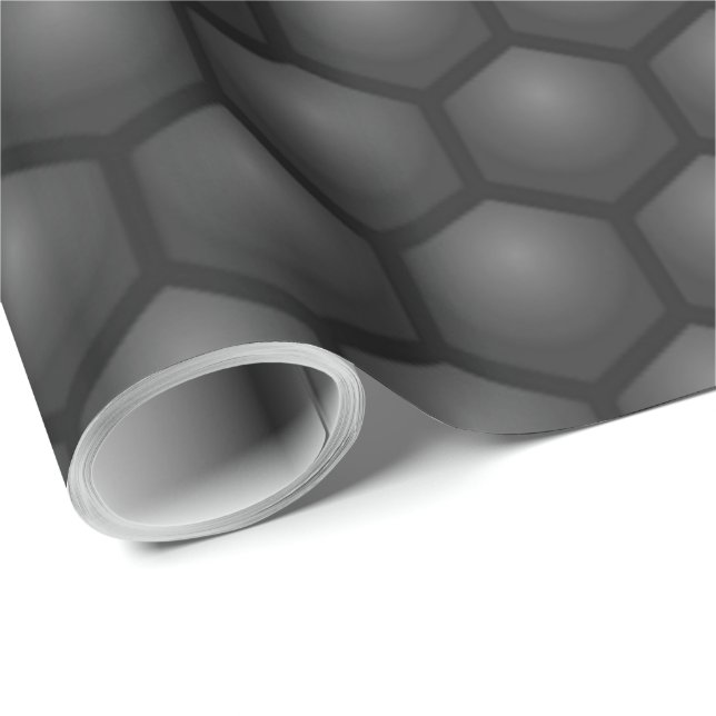 PAPEL DE PRESENTE PADRÃO HEXAGONAL PRETO (Ponta do rolo)