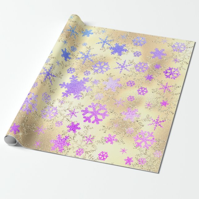 Papel De Presente Padrão Holográfico de Natal Elegante (Desenrolado)