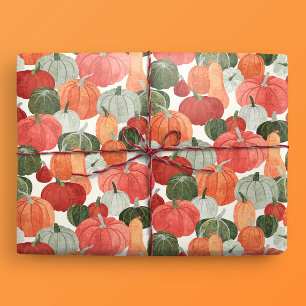 Papel De Presente Padrão Ilustrado de Pumpkin Patch