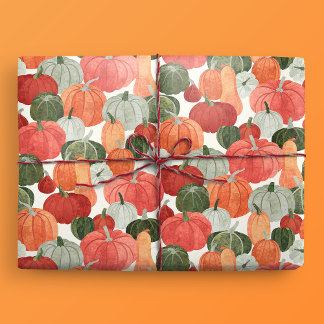 Papel De Presente Padrão Ilustrado de Pumpkin Patch