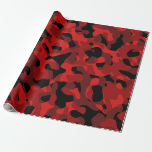 Papel De Presente Padrão Impressão da Camuflagem Vermelha Preta