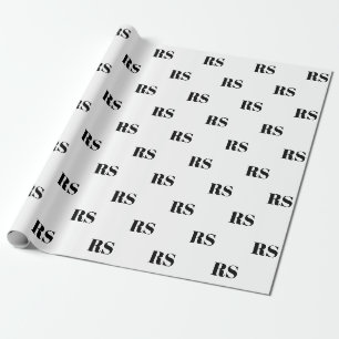 Papel De Presente Padrão inicial do monograma personalizado preto br